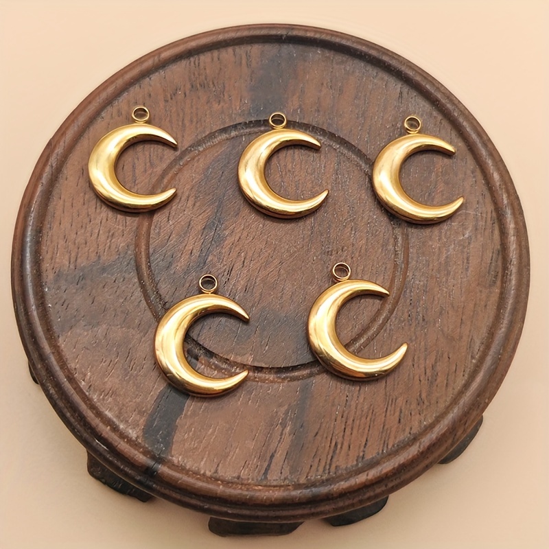 5pcs Stainless Steel Moon Pendants DIY Jewelry Set